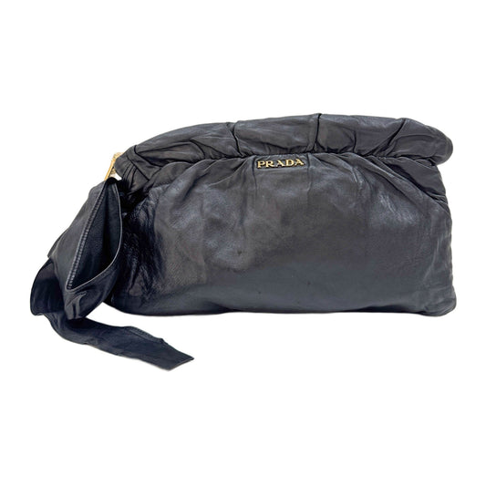 Bows Black Leather Cluch Bag