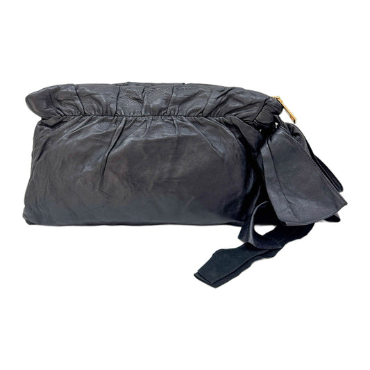 Bows Black Leather Cluch Bag