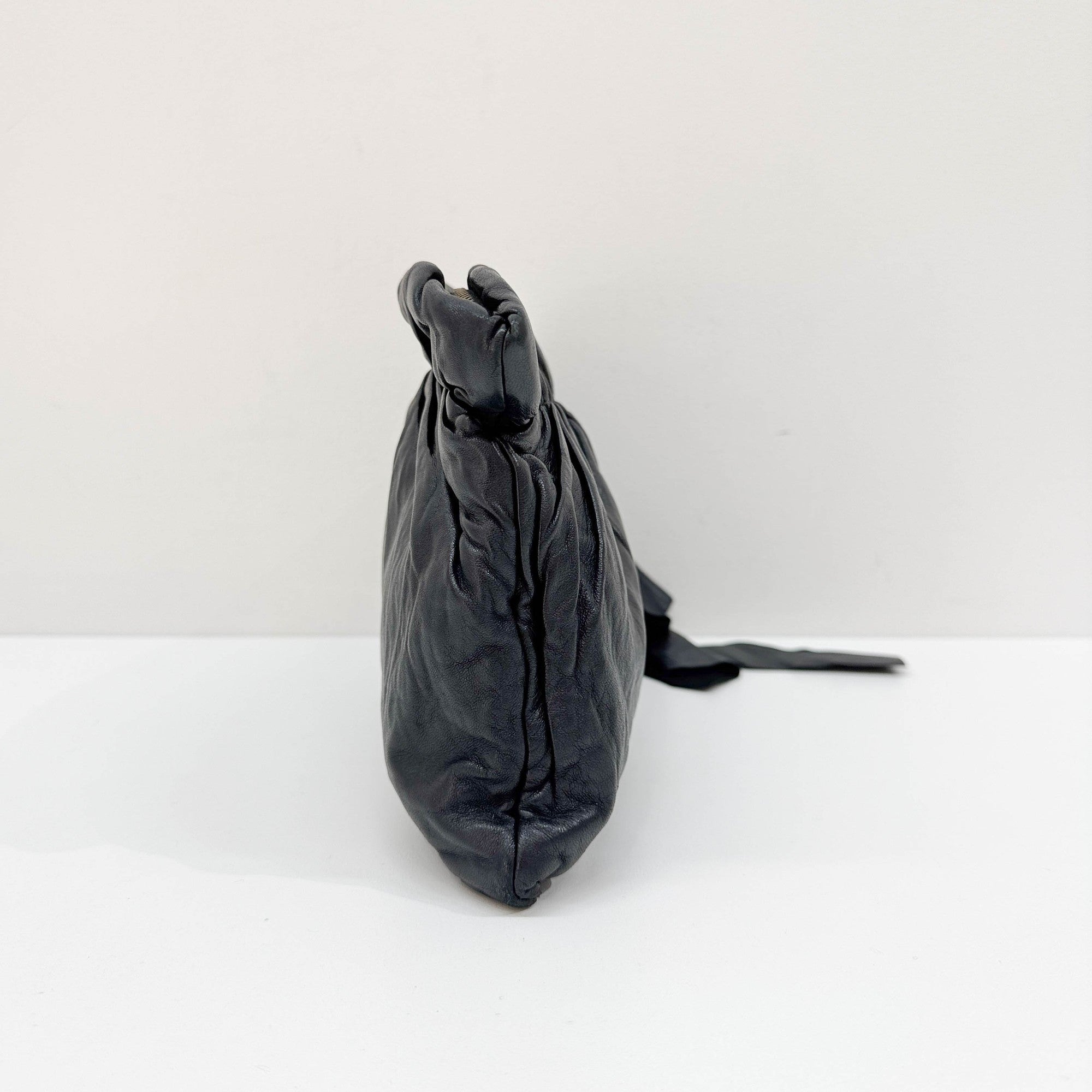 Bows Black Leather Cluch Bag