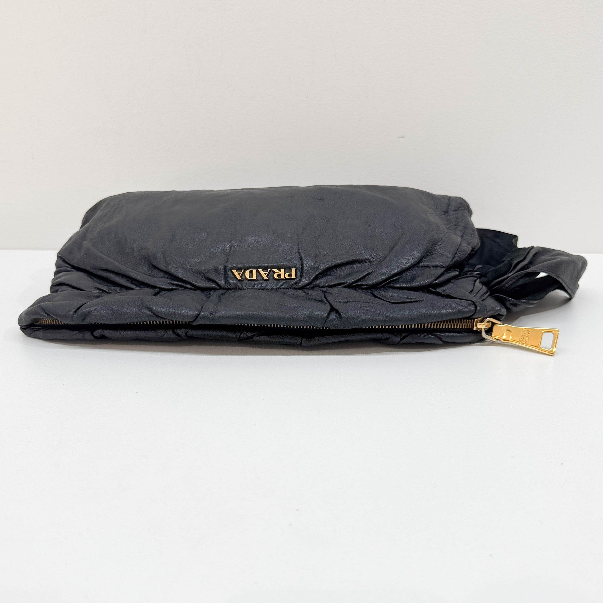 Bows Black Leather Cluch Bag