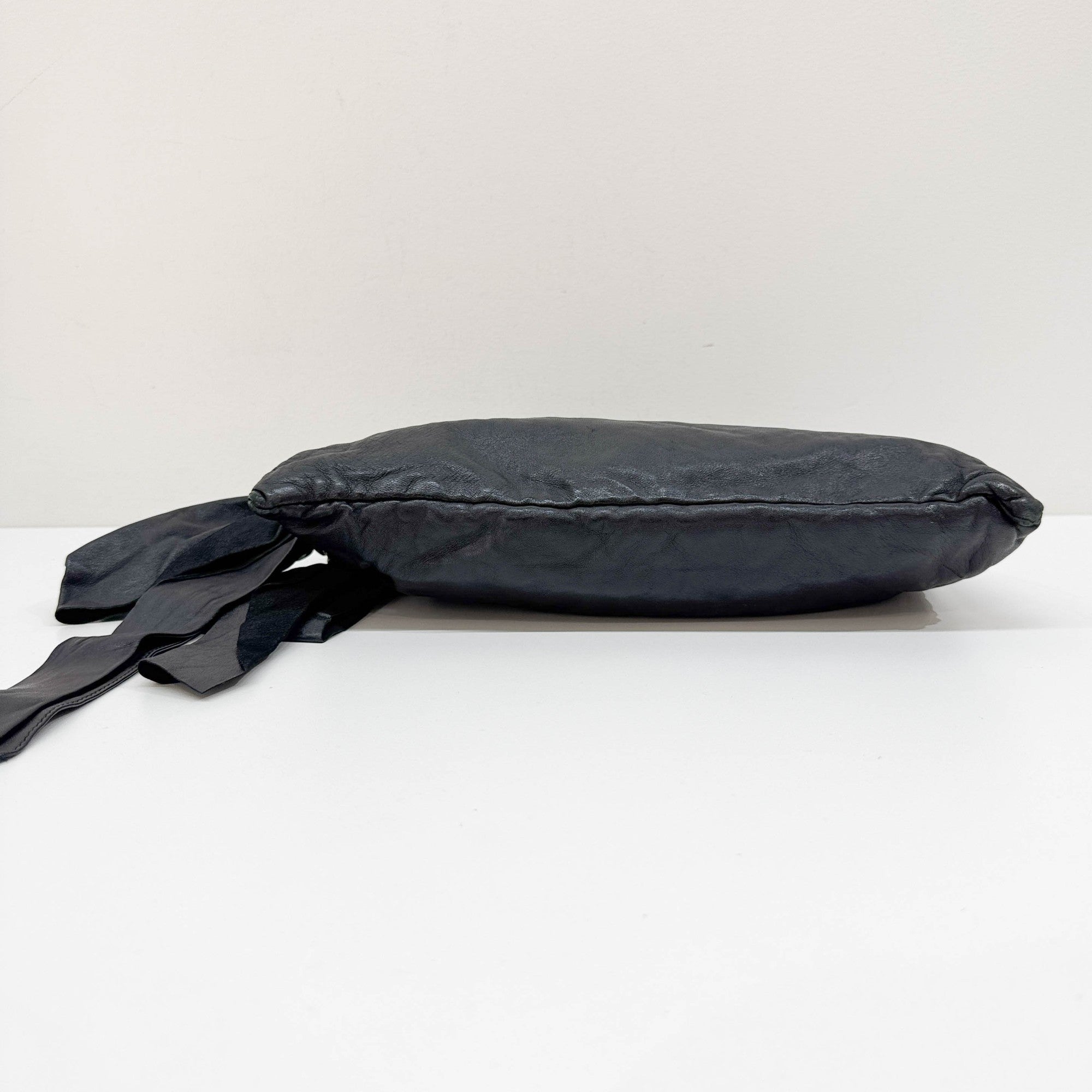 Bows Black Leather Cluch Bag