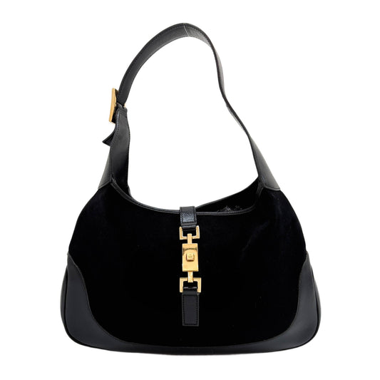 Jackie Black Suede and Leather Shoulder Bag