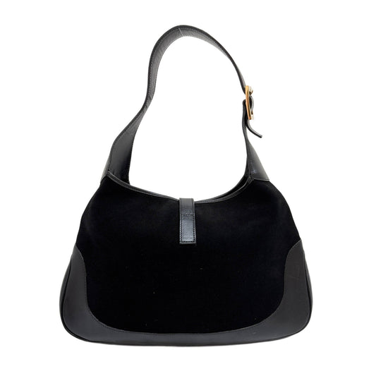 Jackie Black Suede and Leather Shoulder Bag
