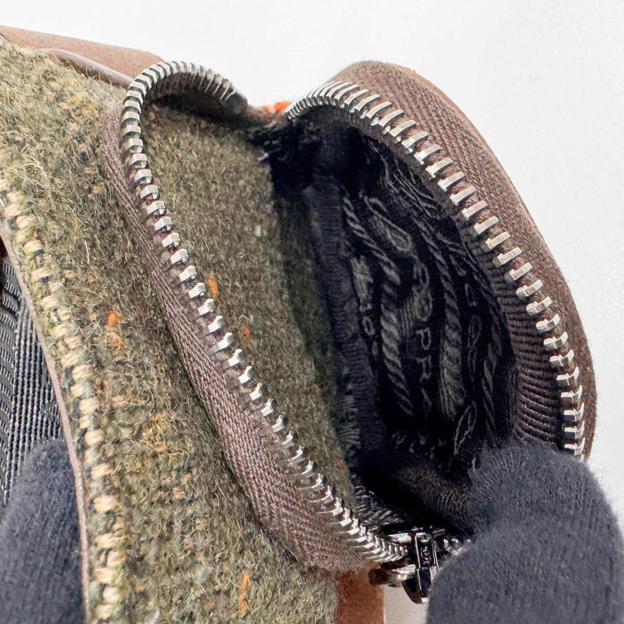 Bow Decorative Green Tweed Shoulder Bag