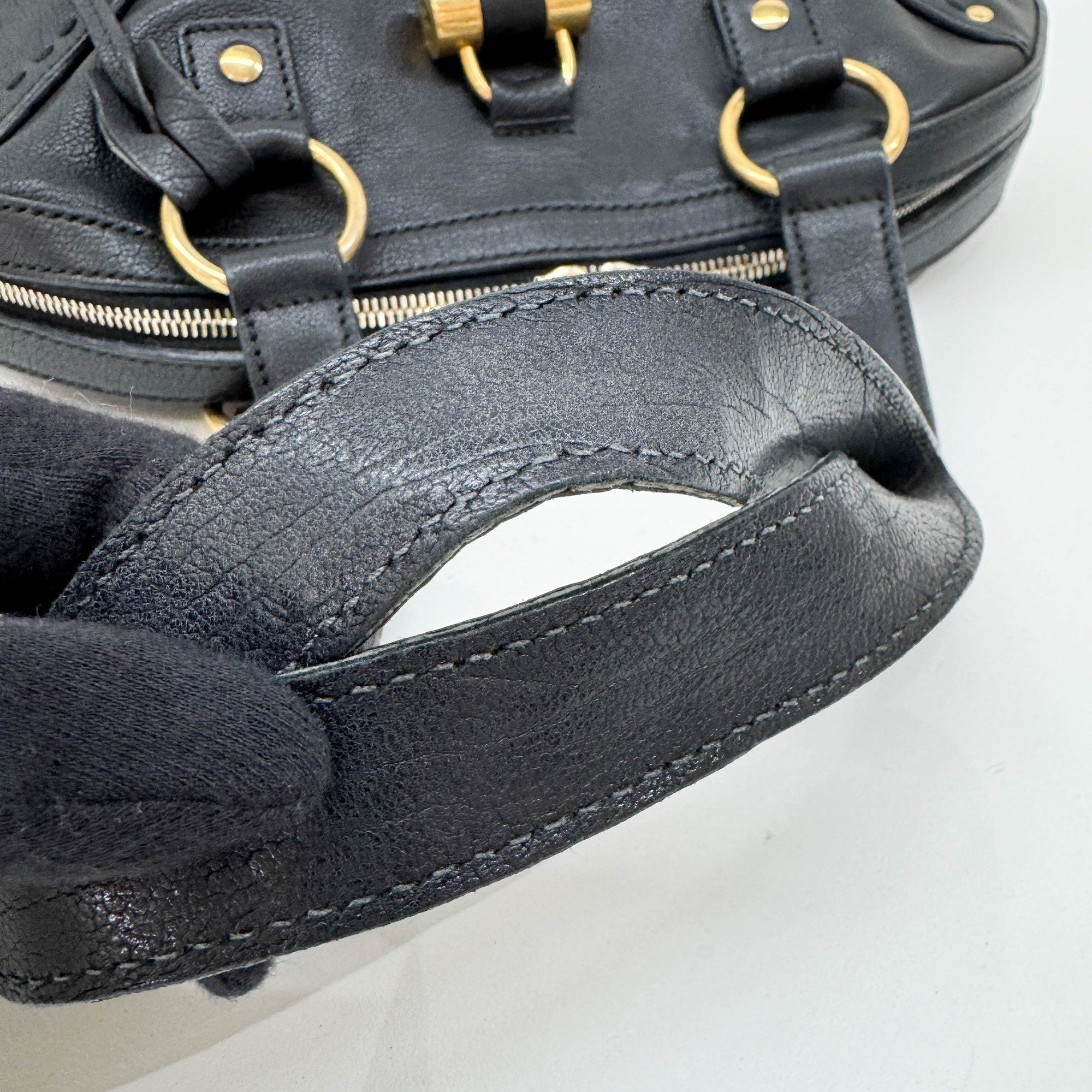 Muse Black Leather Shoulder Bag