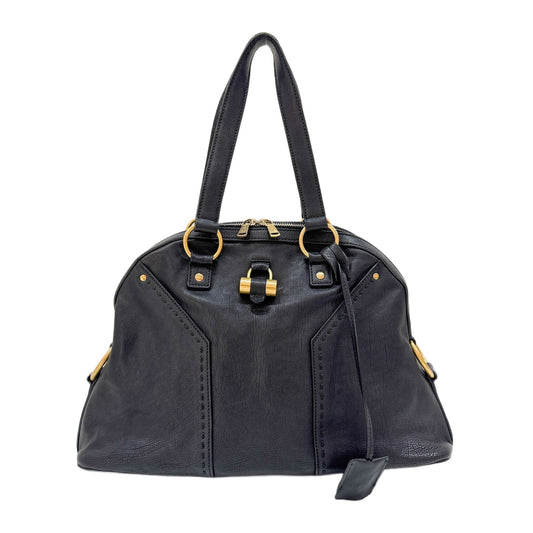 Muse Black Leather Shoulder Bag