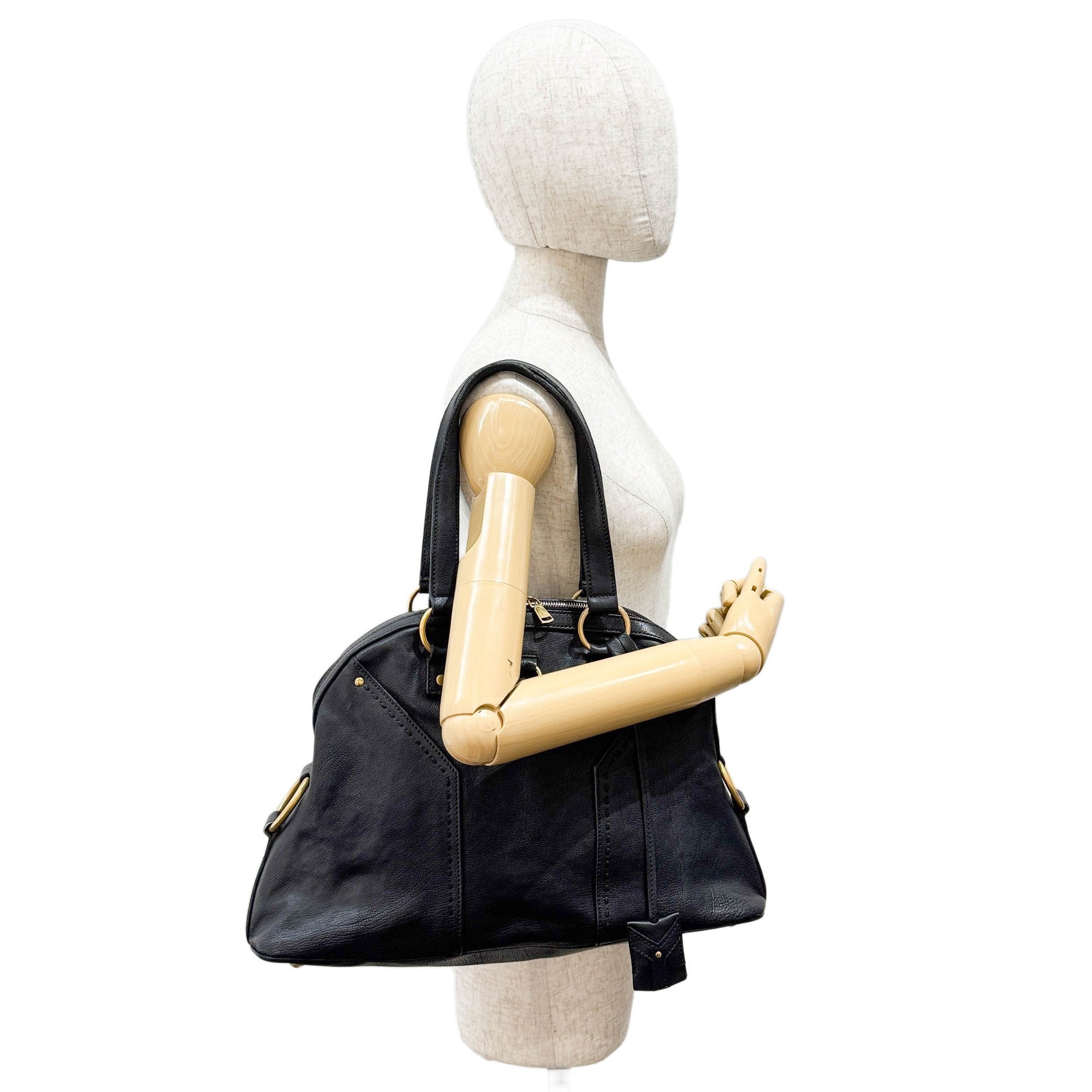 Muse Black Leather Shoulder Bag