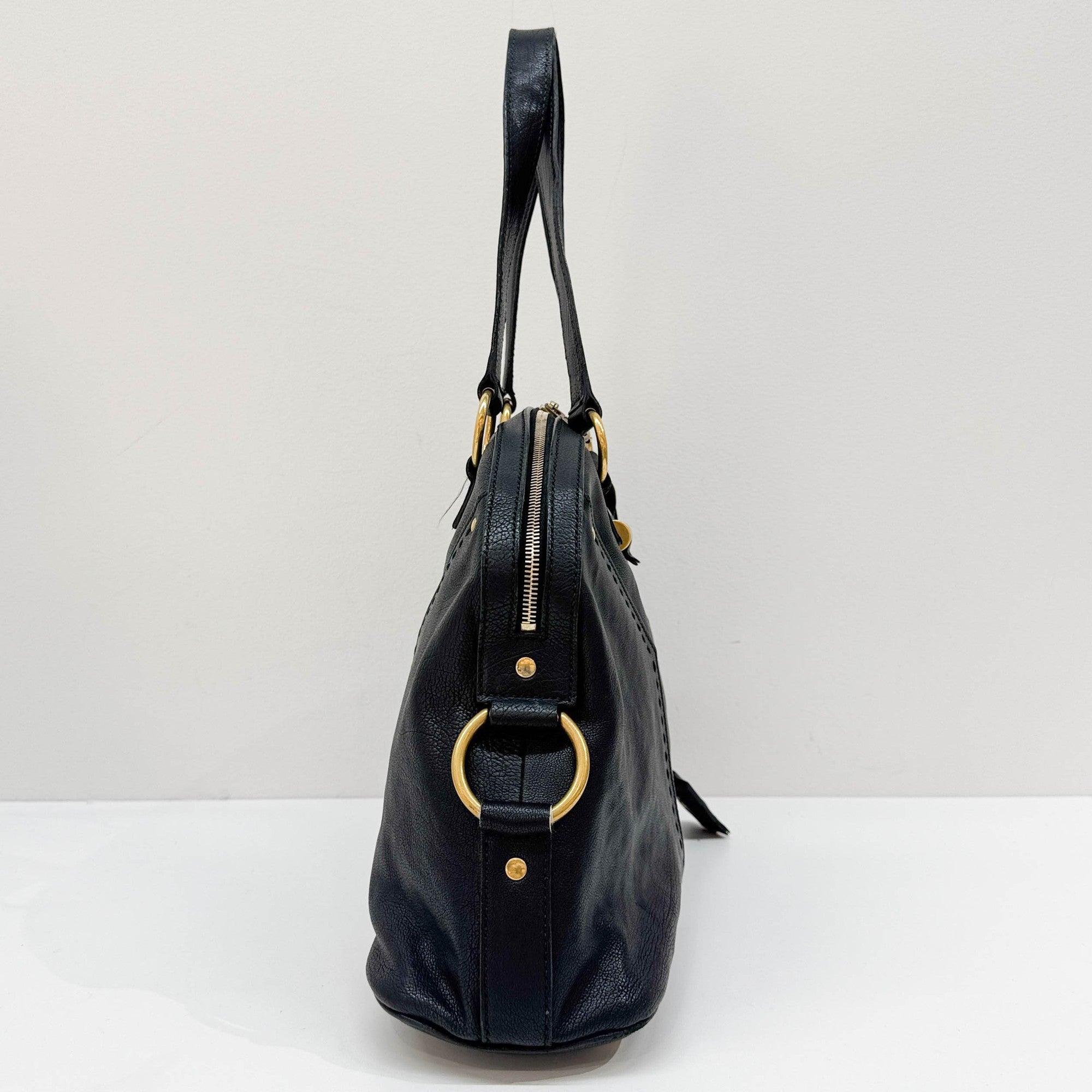 Muse Black Leather Shoulder Bag