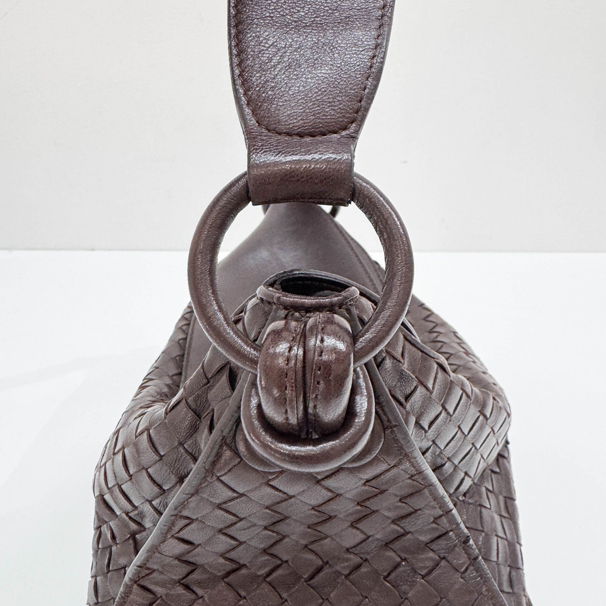 Intrecciato Brown Leather Shoulder Bag