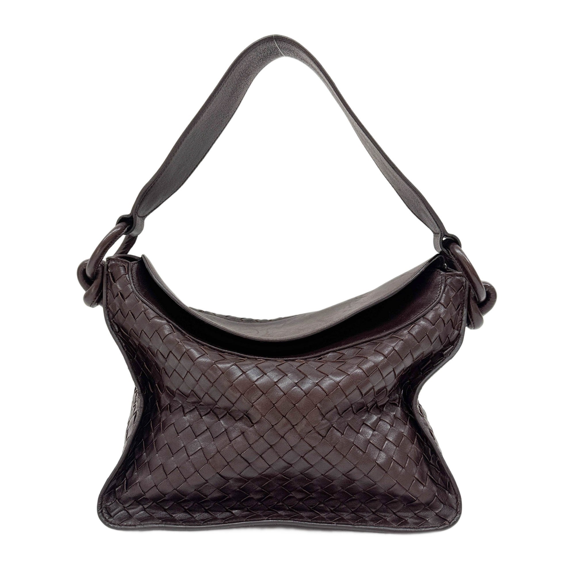 Intrecciato Brown Leather Shoulder Bag