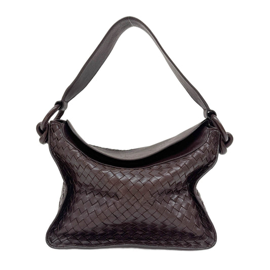 Intrecciato Brown Leather Shoulder Bag