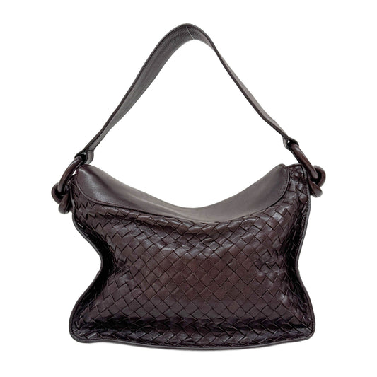 Intrecciato Brown Leather Shoulder Bag
