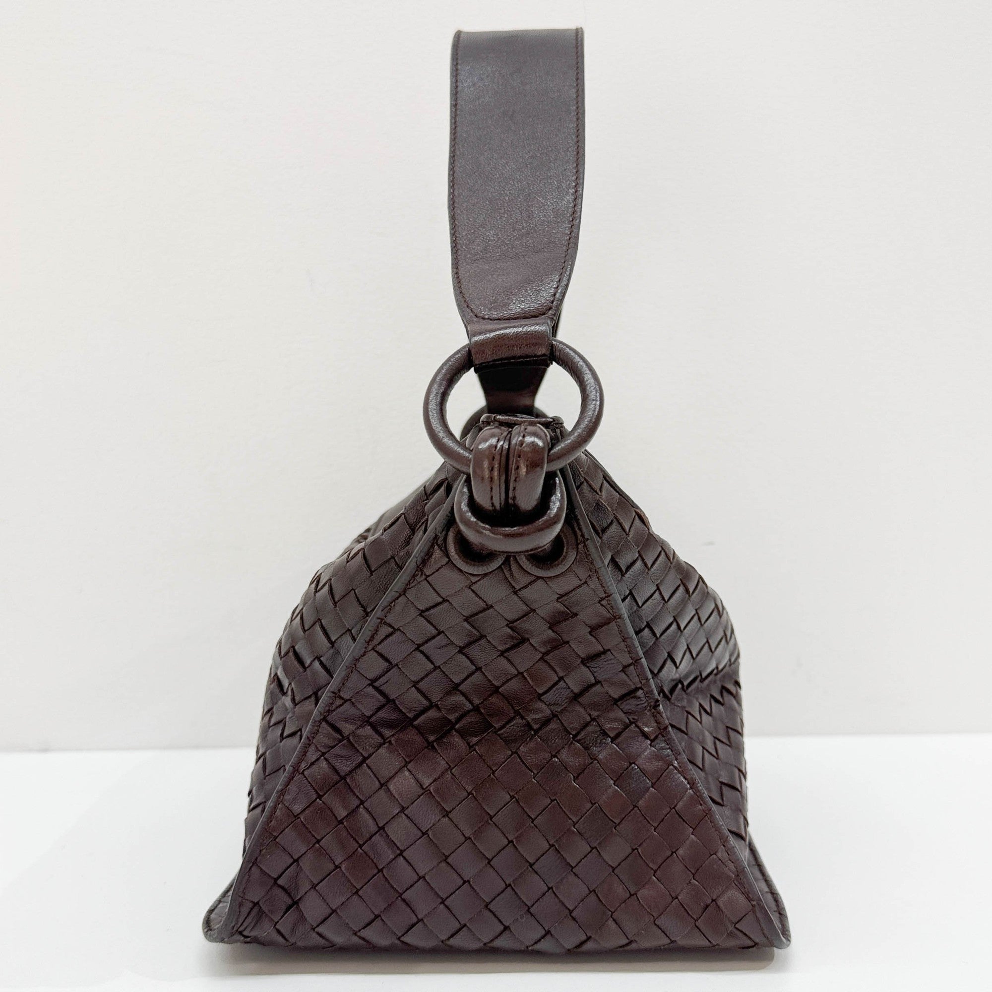 Intrecciato Brown Leather Shoulder Bag