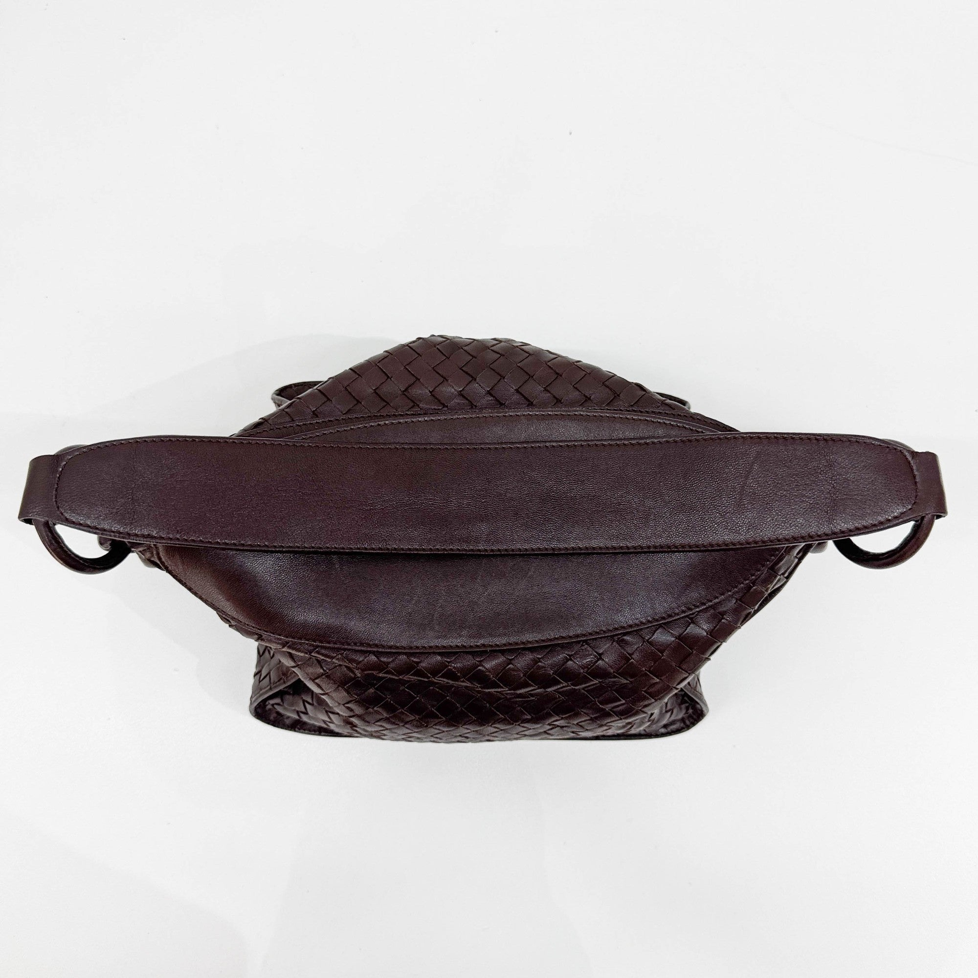 Intrecciato Brown Leather Shoulder Bag