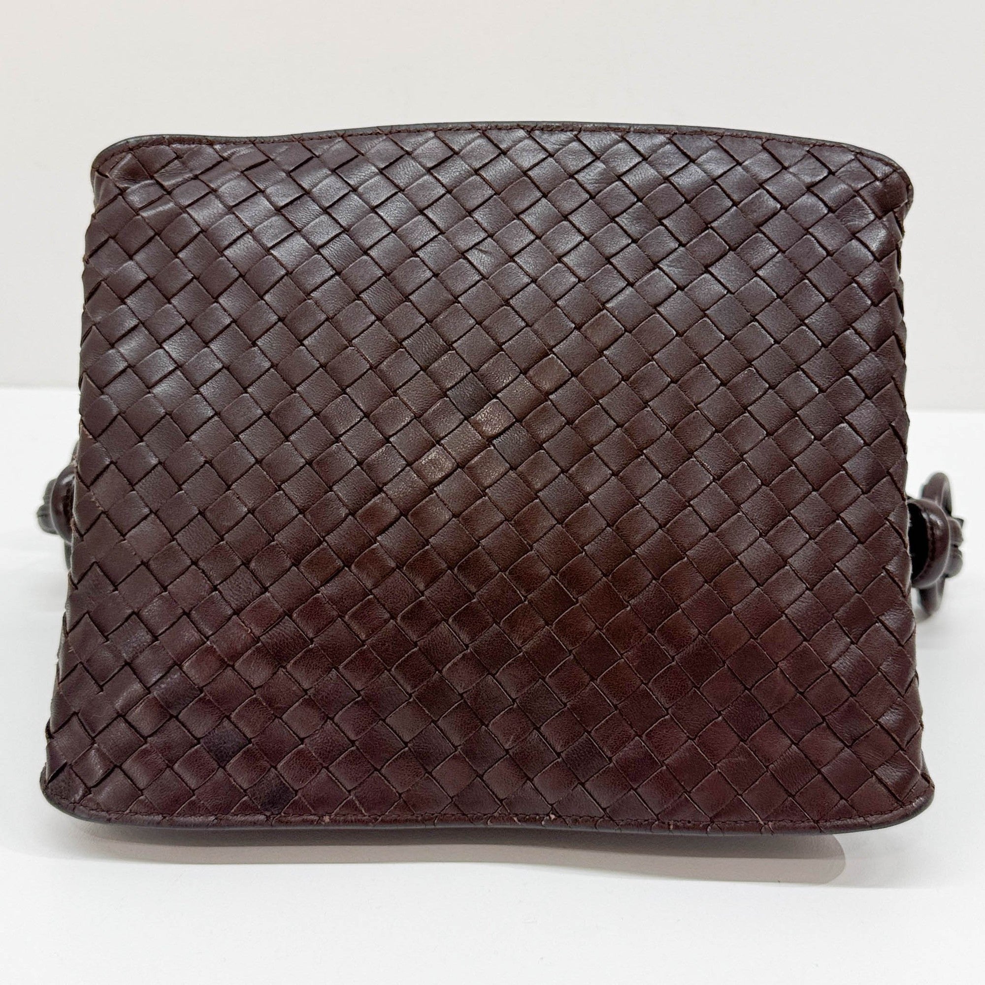 Intrecciato Brown Leather Shoulder Bag