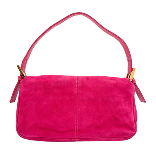 Baguette Pink Suede Shoulder Bag