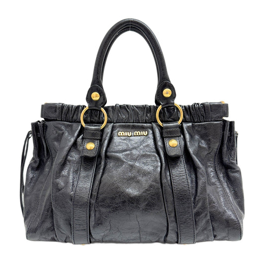 Vitello Black Leather Two Way Bag