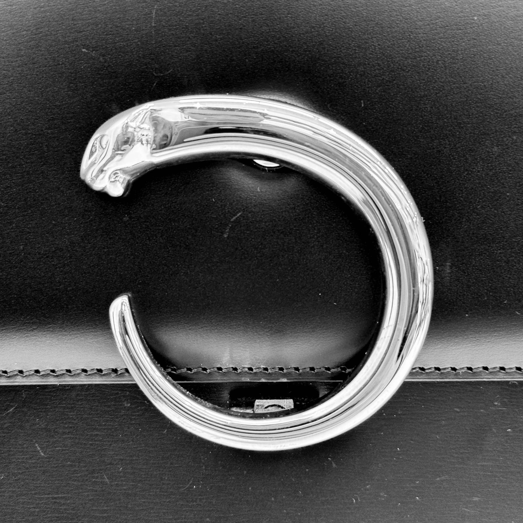 Panthere Black Leather Hand Bag