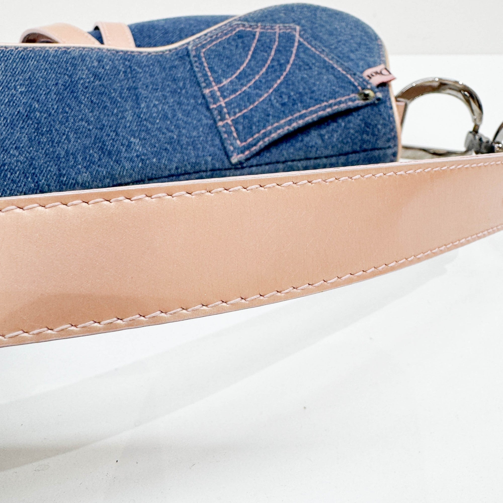 Saddle Blue Denim Shoulder Bag