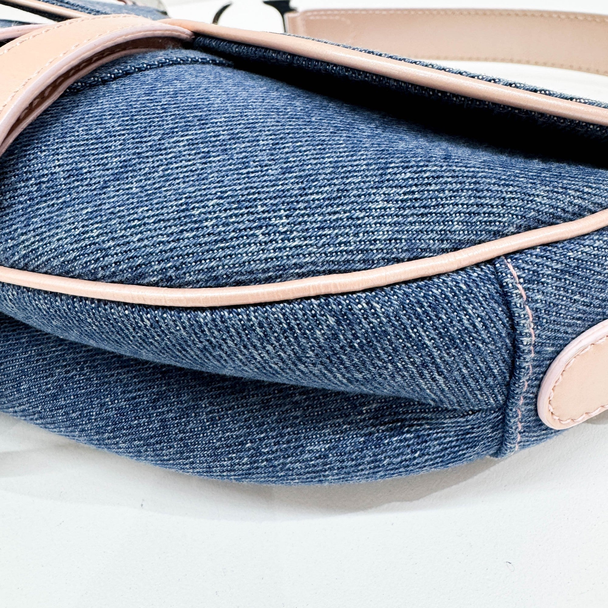 Saddle Blue Denim Shoulder Bag