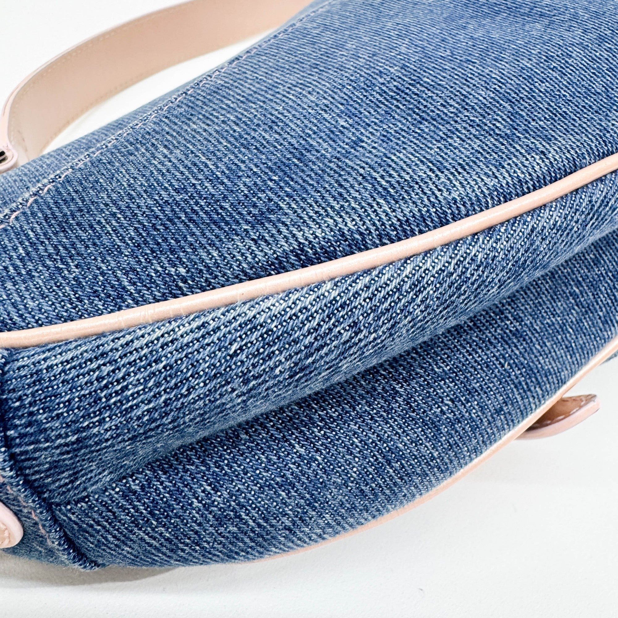 Saddle Blue Denim Shoulder Bag