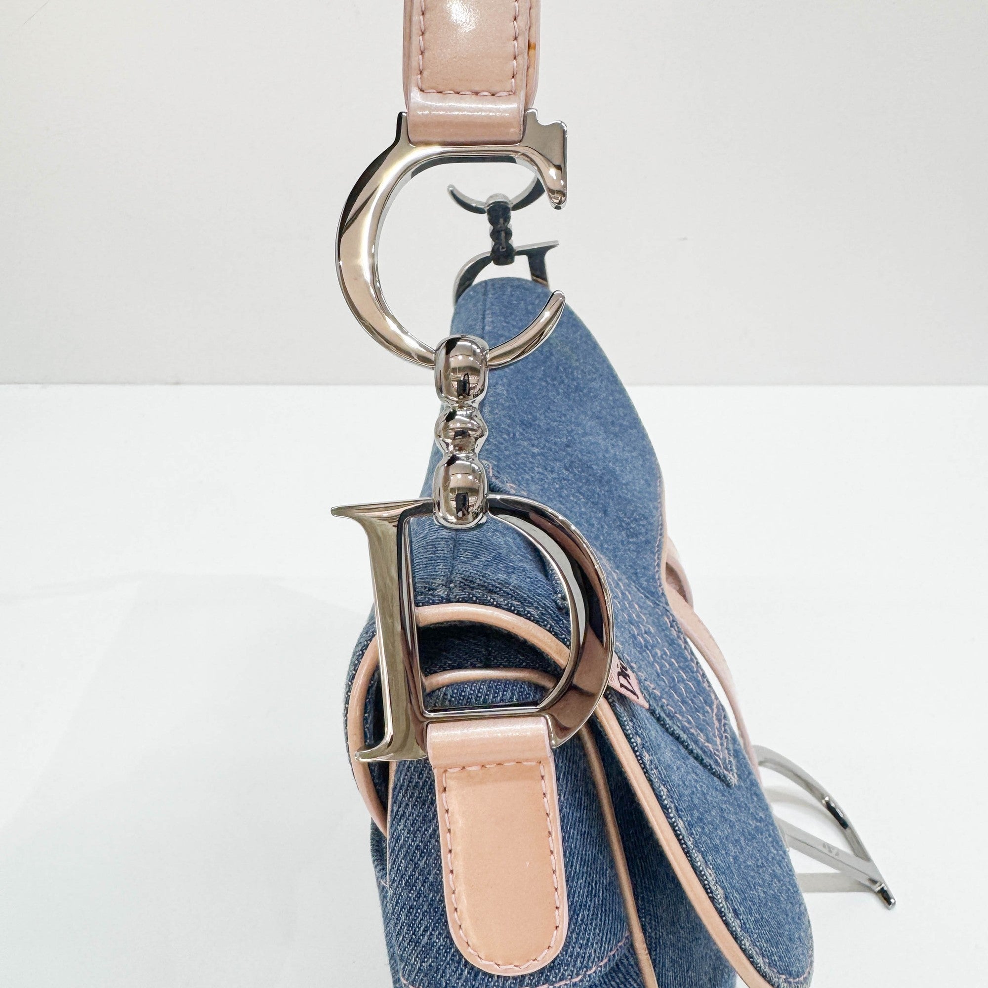 Saddle Blue Denim Shoulder Bag