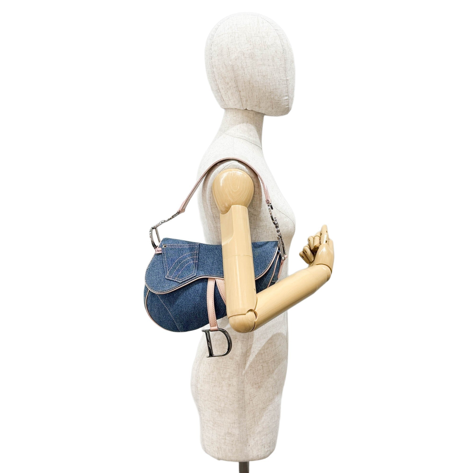 Saddle Blue Denim Shoulder Bag