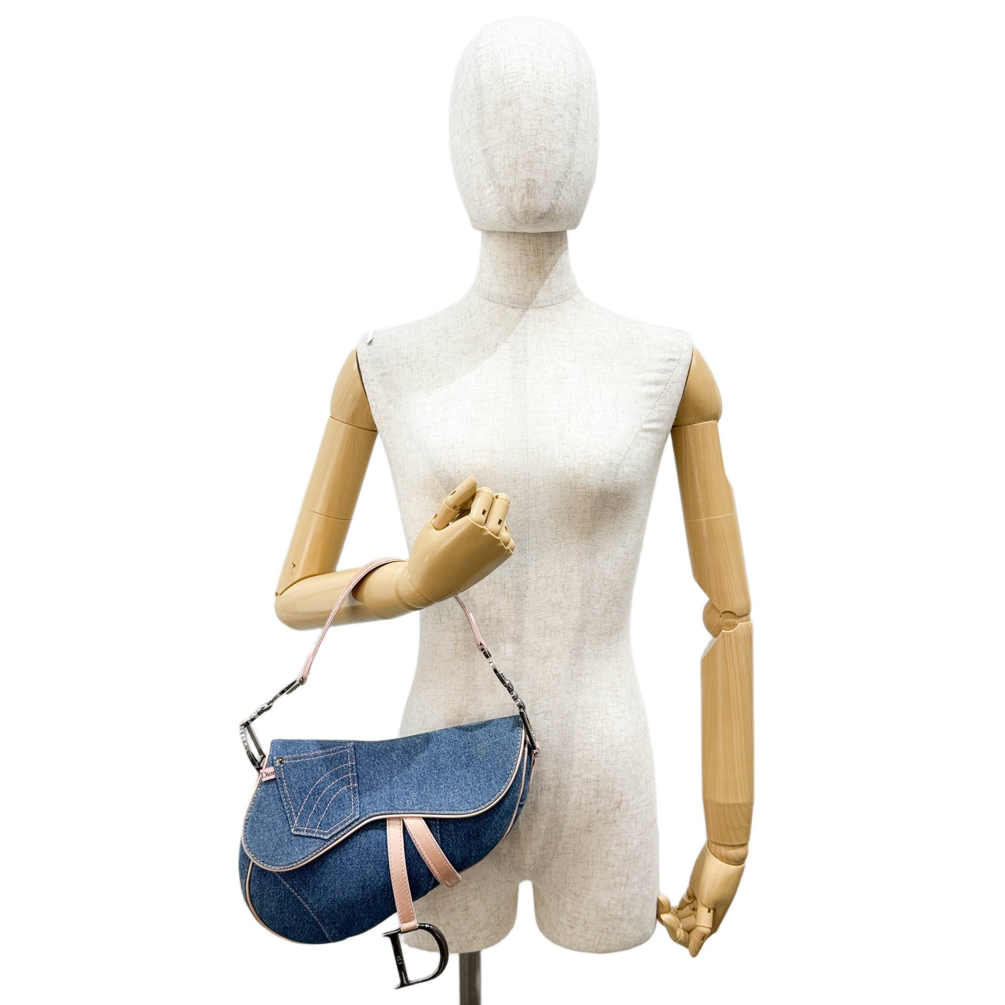 Saddle Blue Denim Shoulder Bag