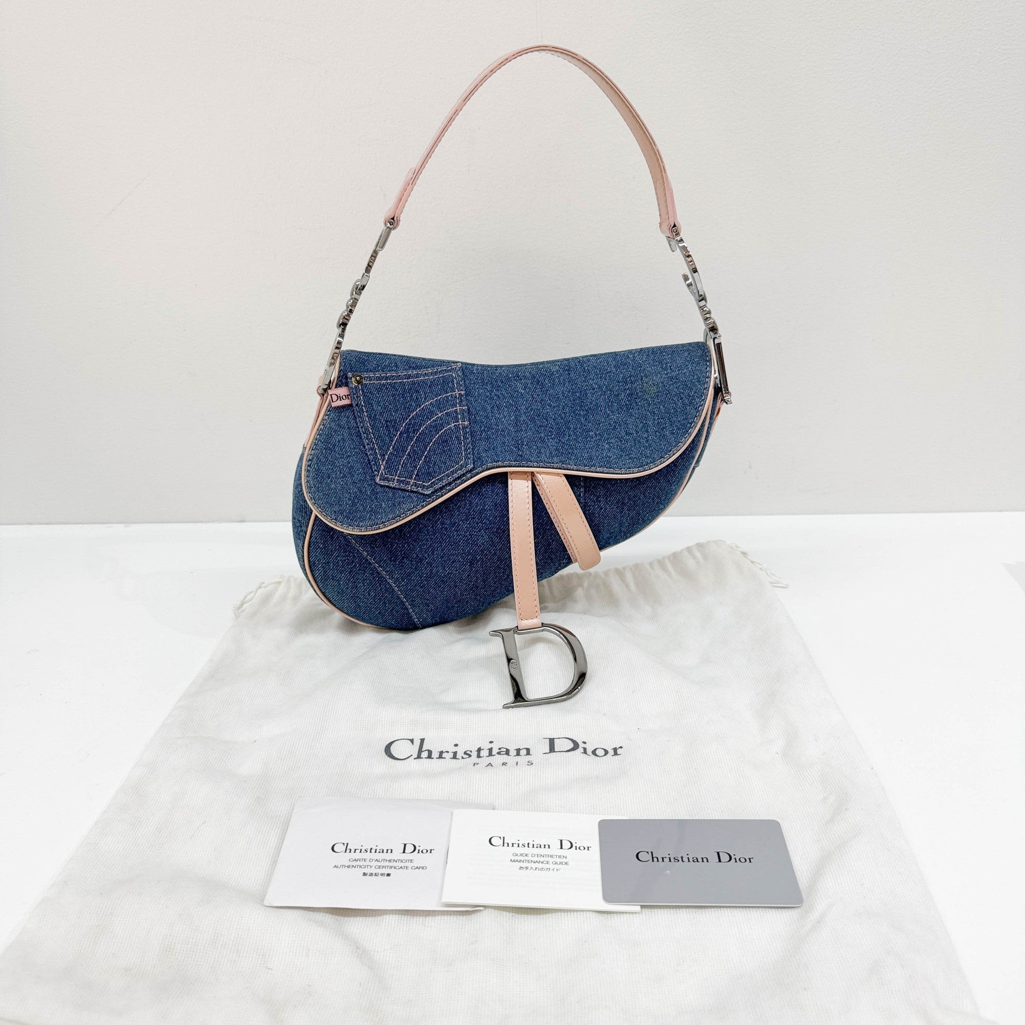 Saddle Blue Denim Shoulder Bag