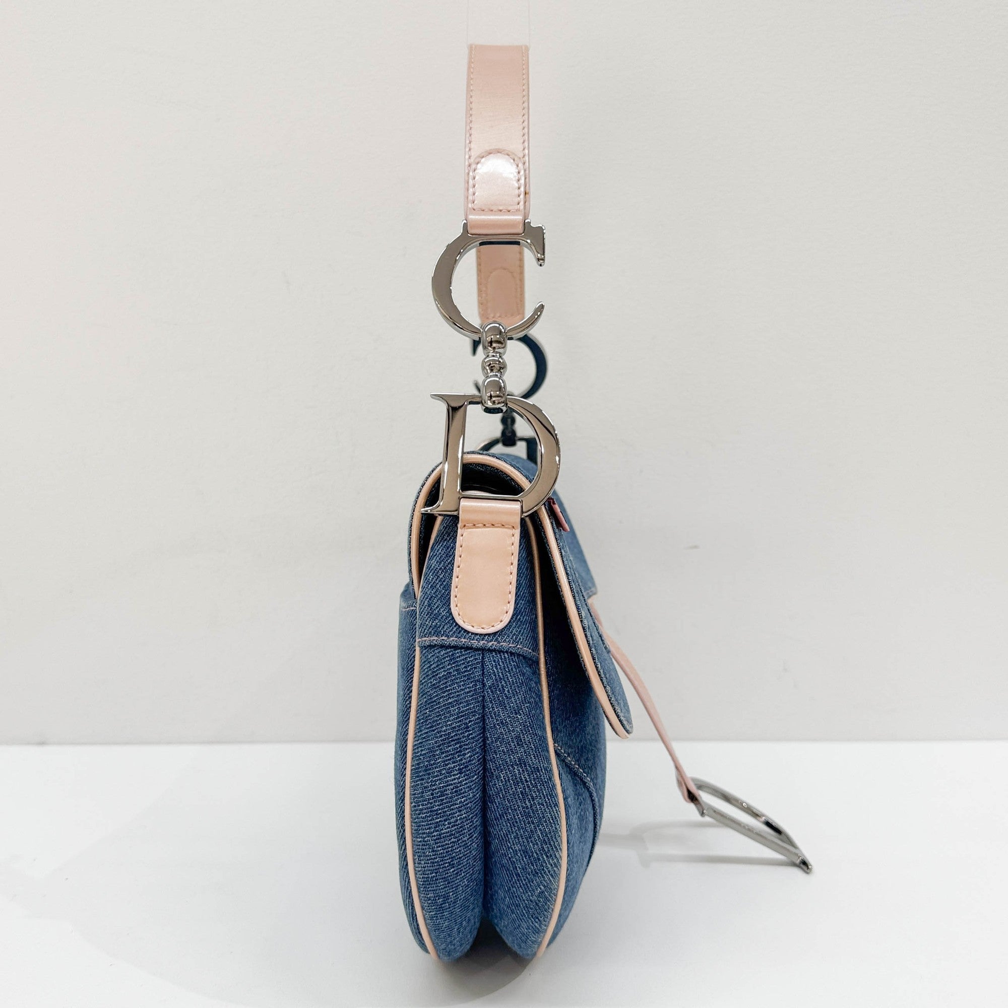 Saddle Blue Denim Shoulder Bag