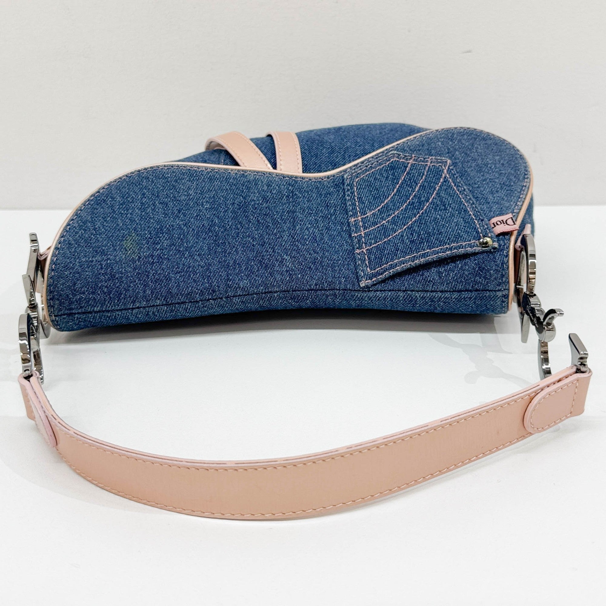 Saddle Blue Denim Shoulder Bag