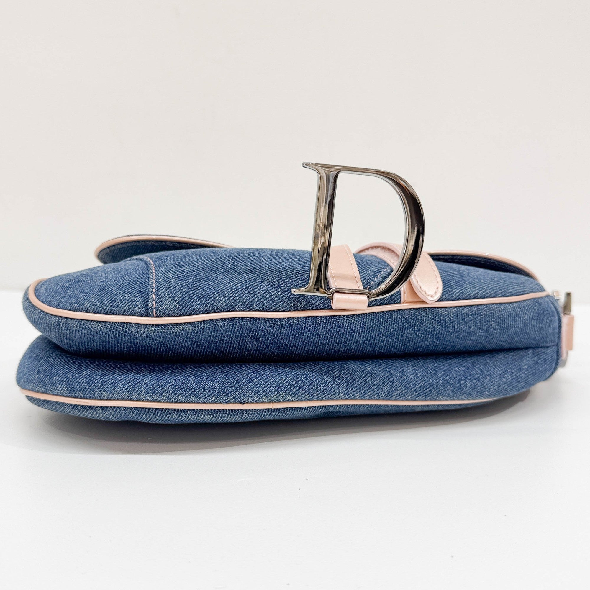 Saddle Blue Denim Shoulder Bag