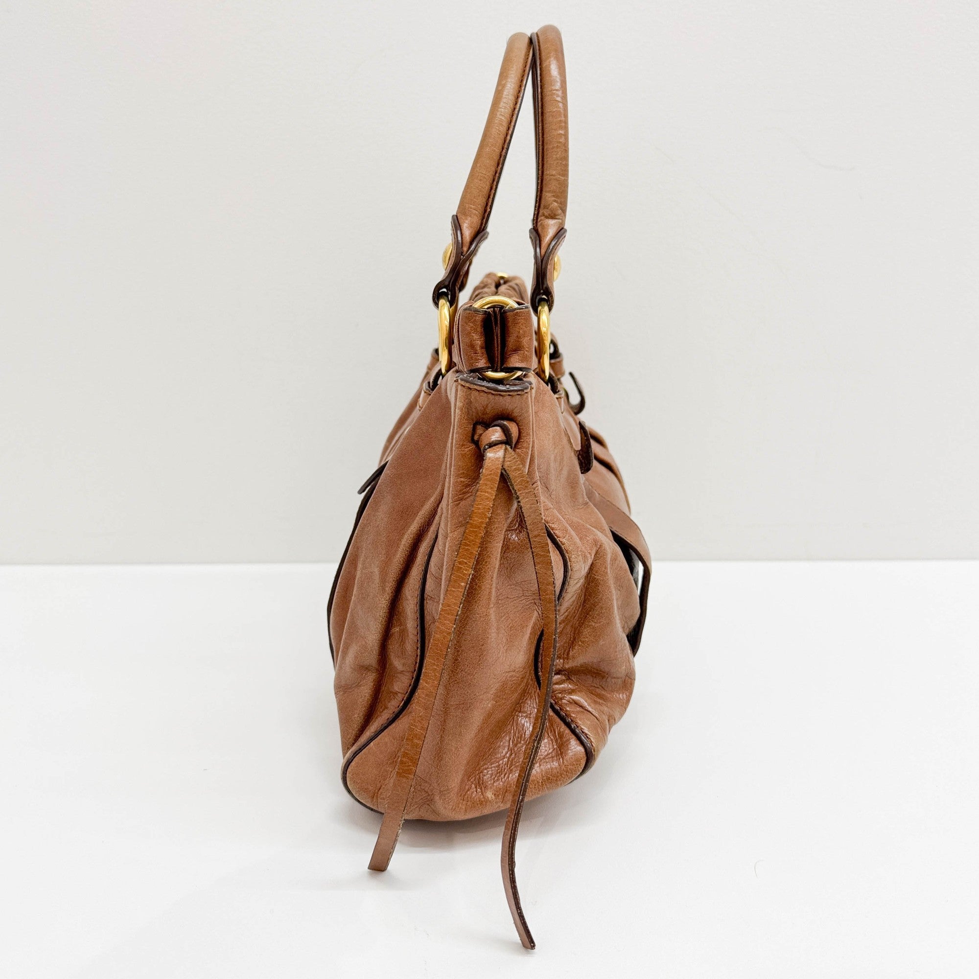 Vitello Brown Leather Hand Bag
