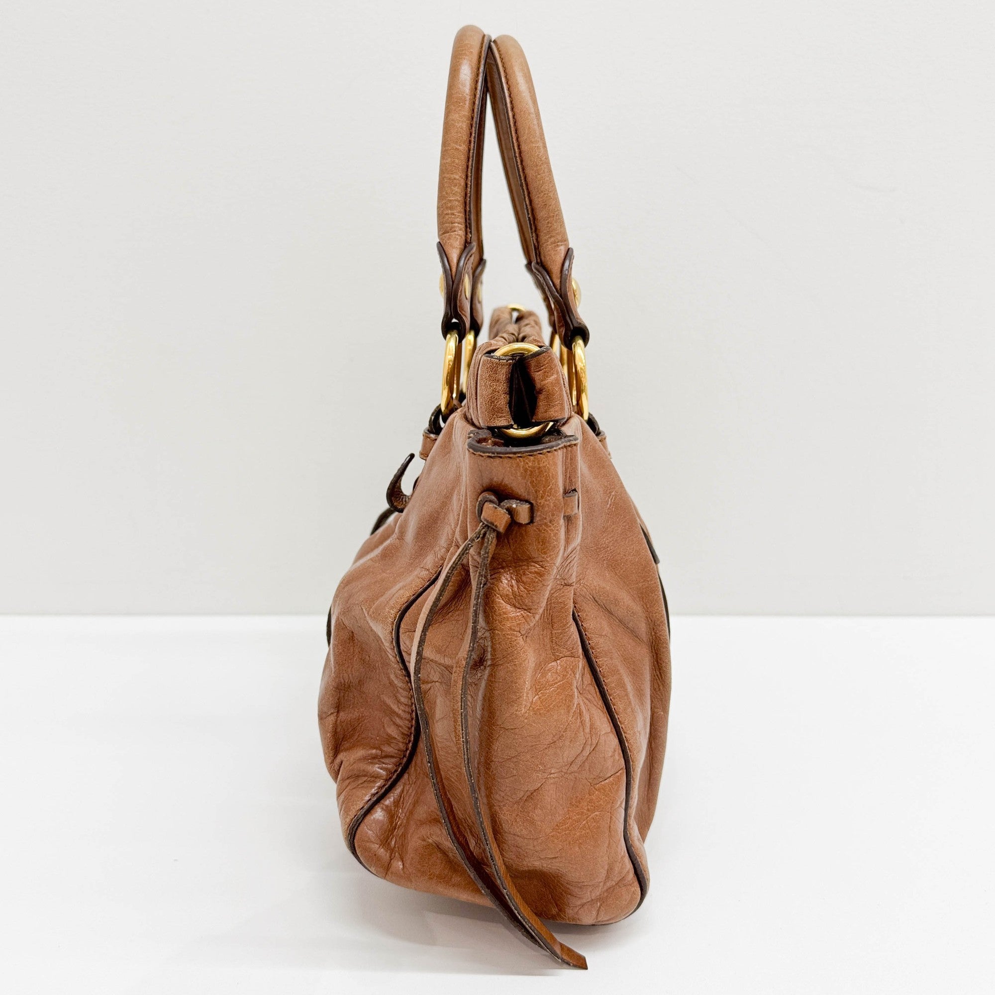 Vitello Brown Leather Hand Bag