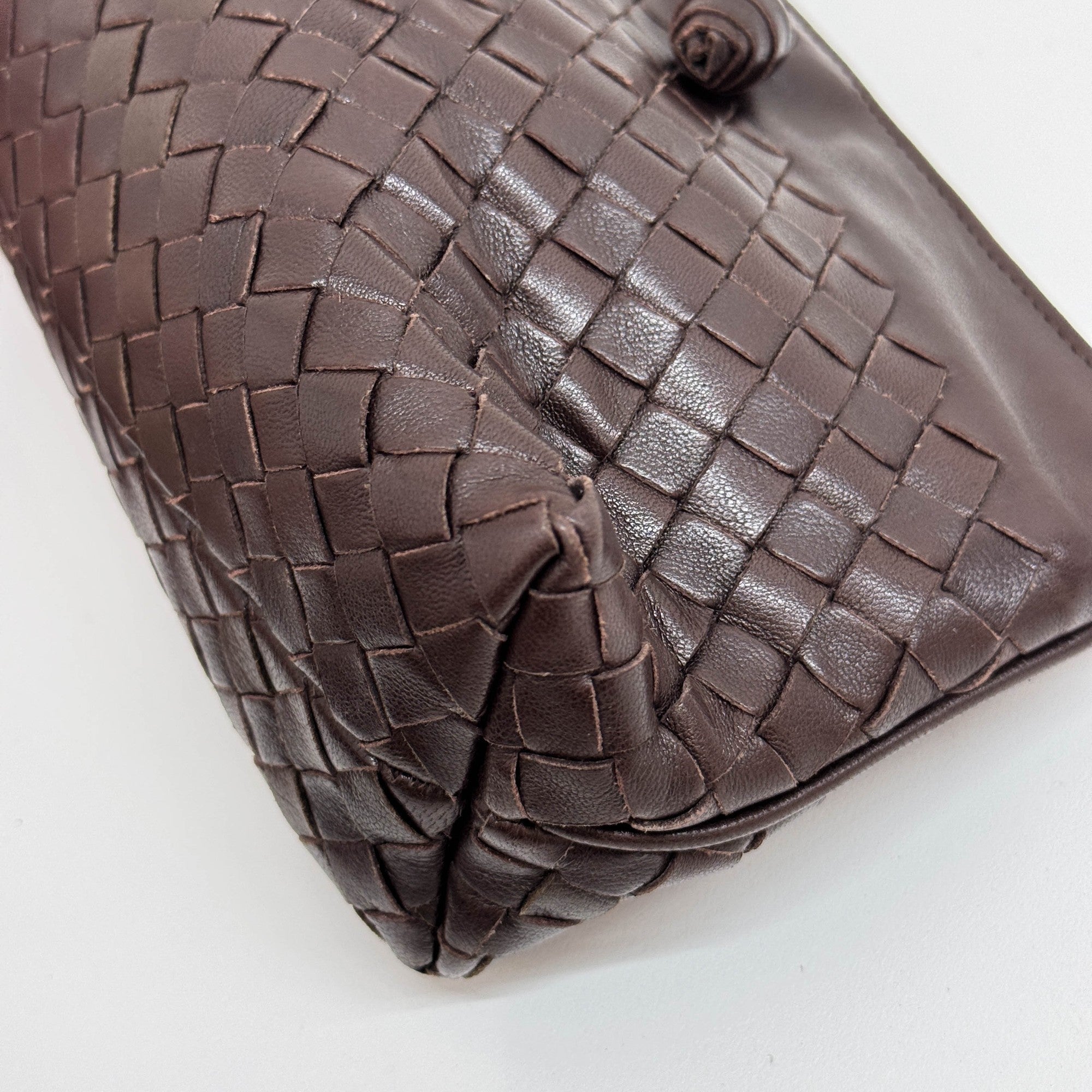 Intrecciato Brown Leather Shoulder Bag