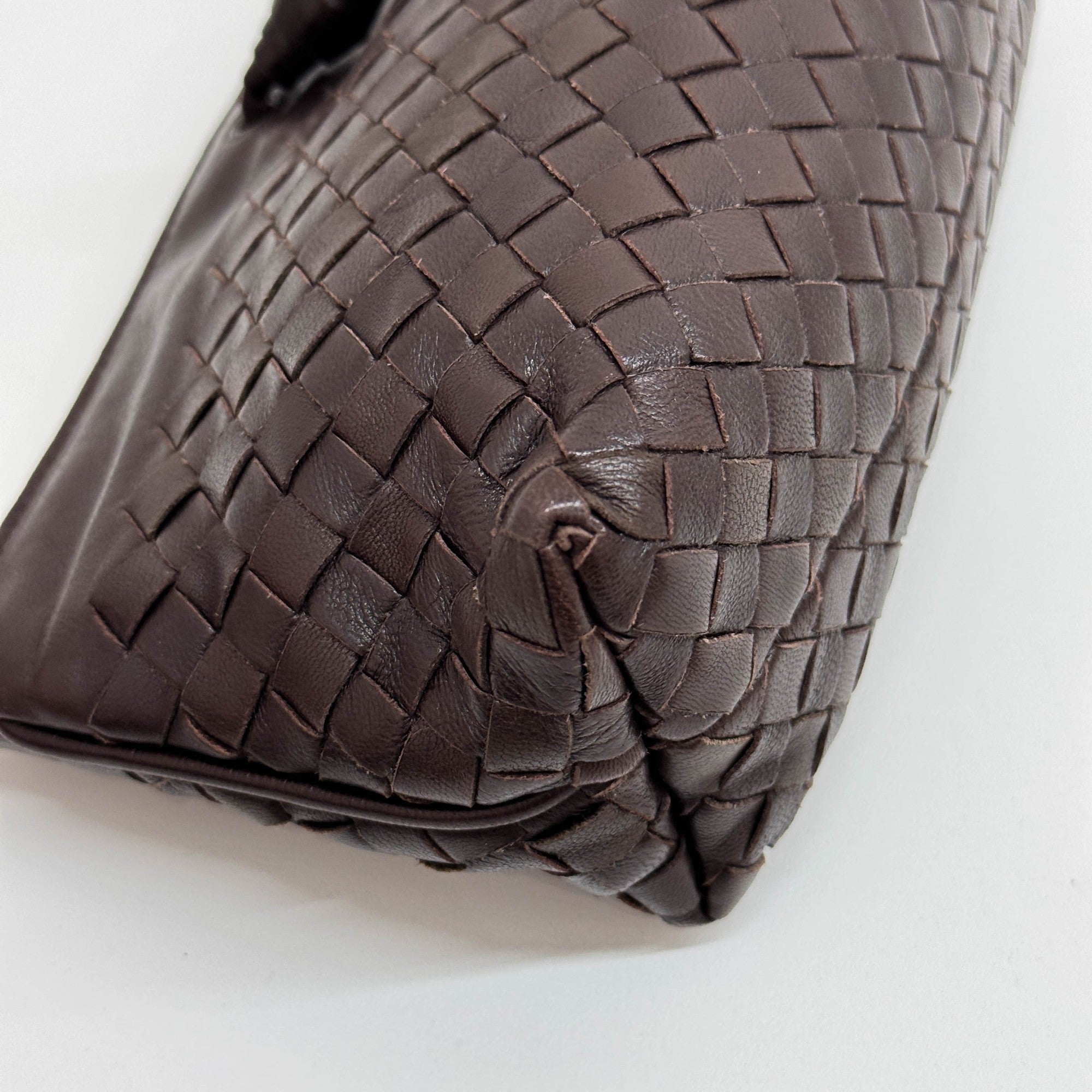 Intrecciato Brown Leather Shoulder Bag