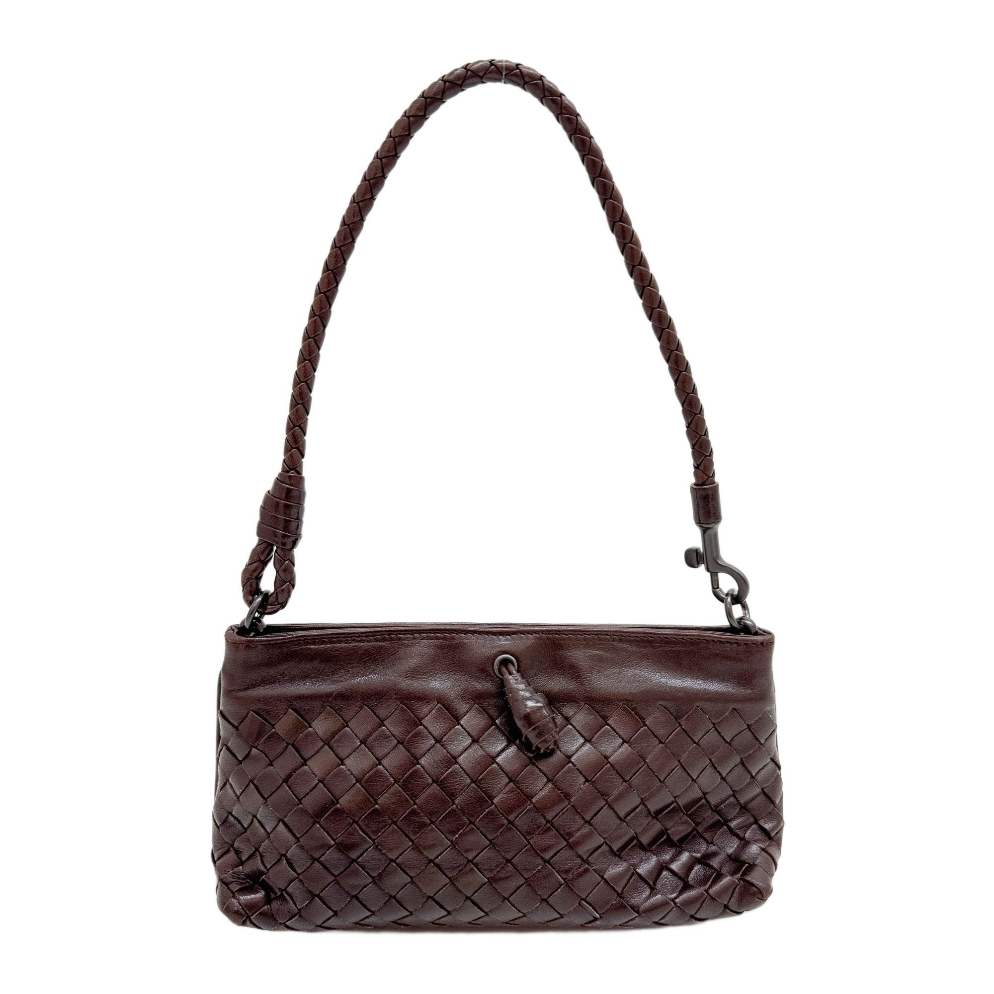 Intrecciato Brown Leather Shoulder Bag