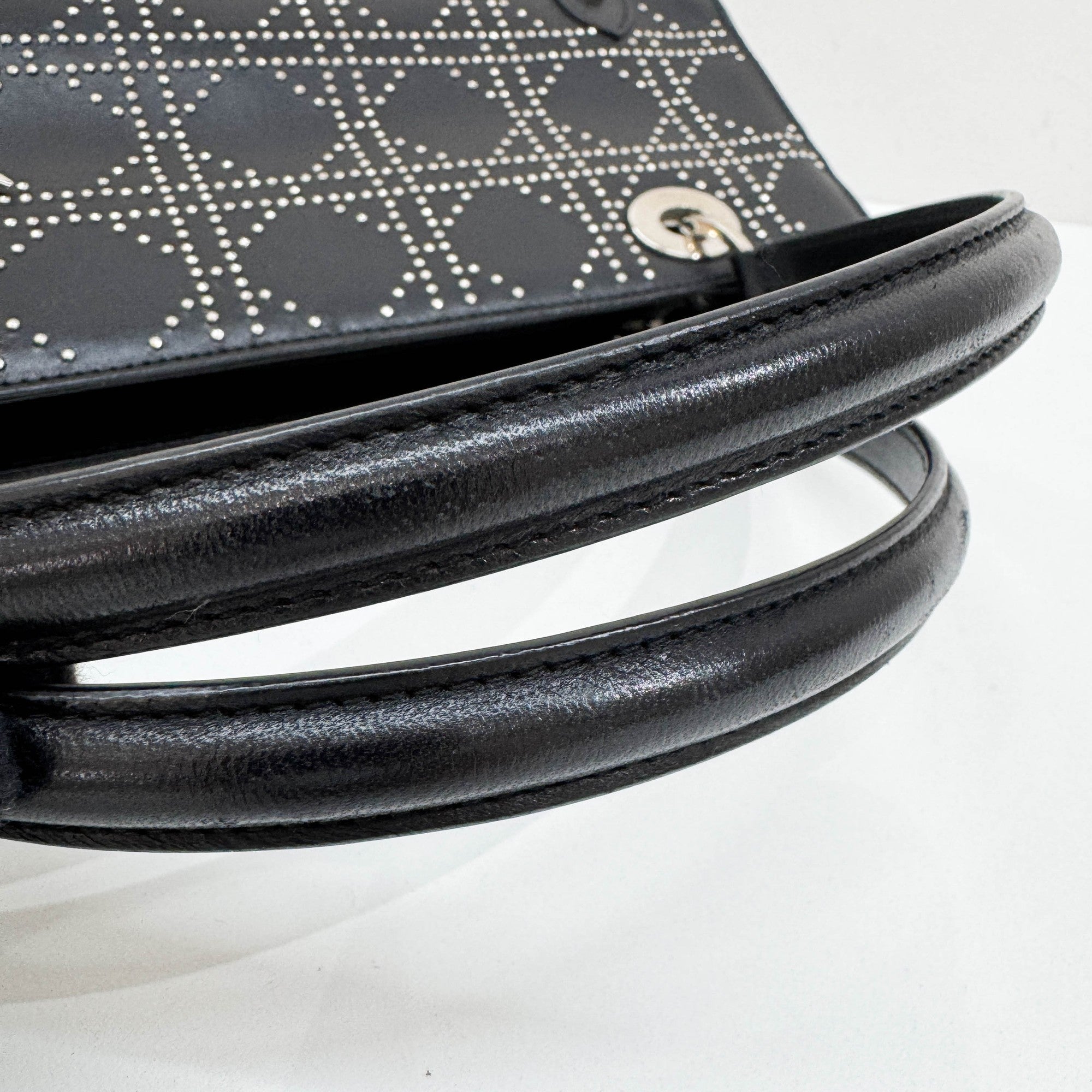 Lady Dior East West Black Leather Shoulder Bag