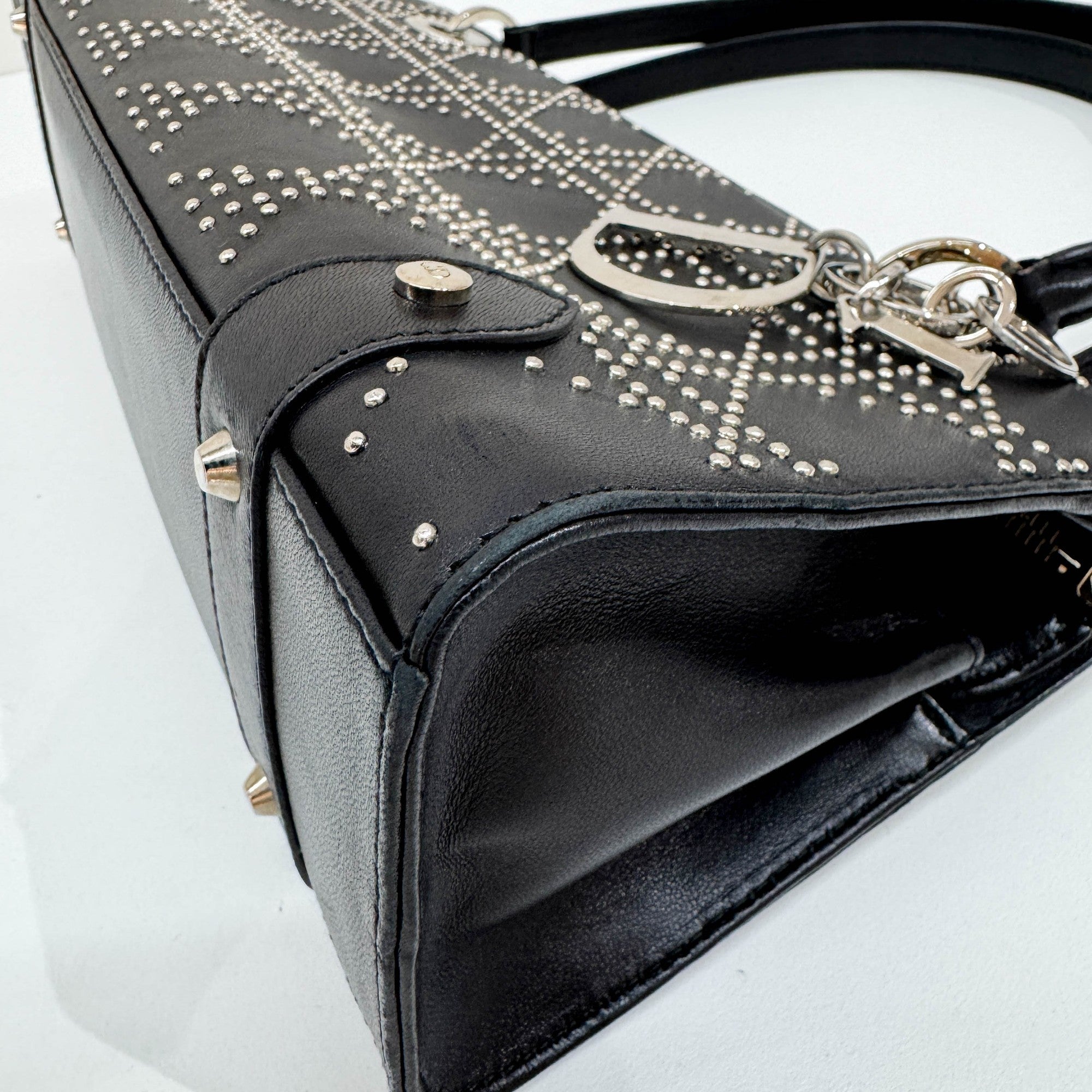 Lady Dior East West Black Leather Shoulder Bag