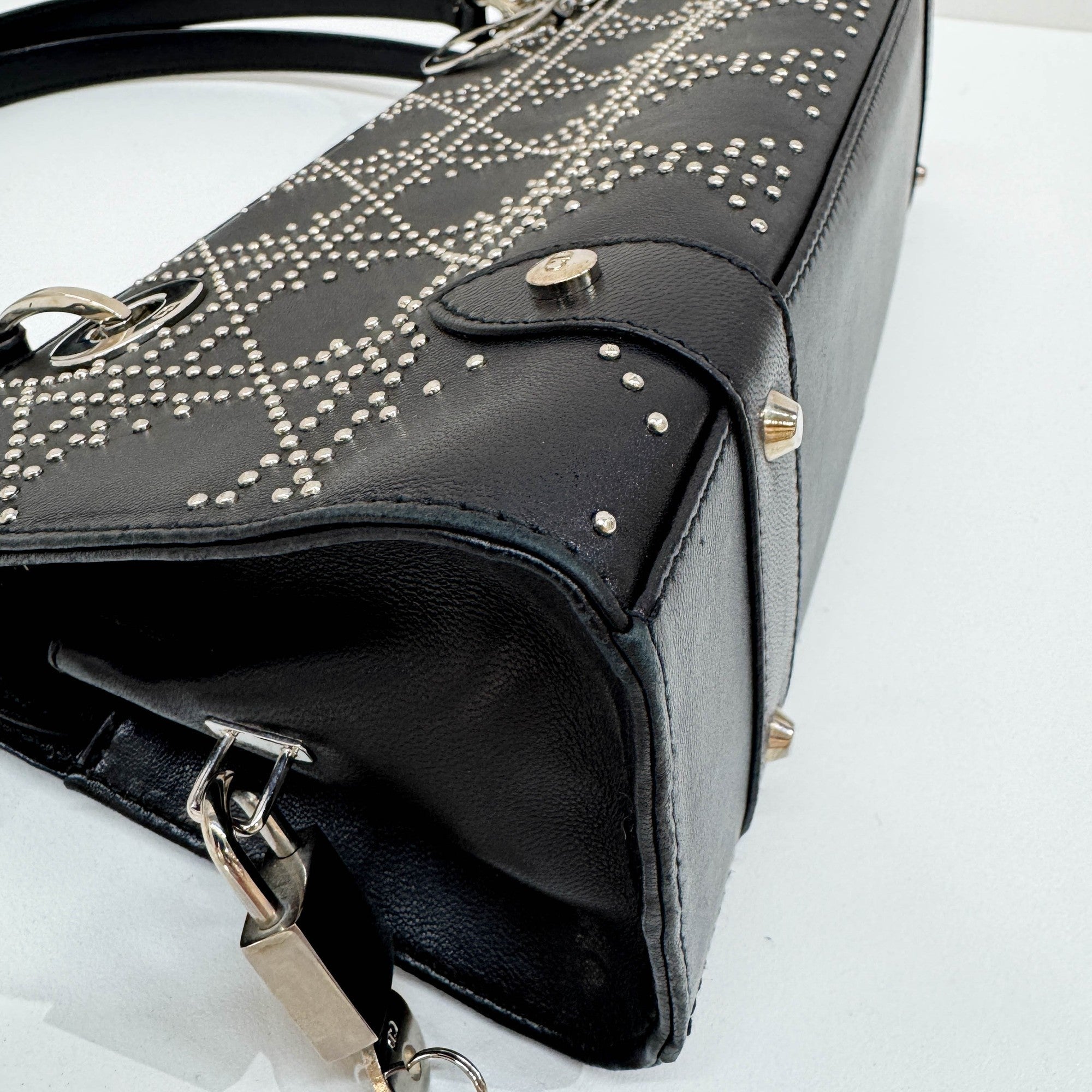 Lady Dior East West Black Leather Shoulder Bag