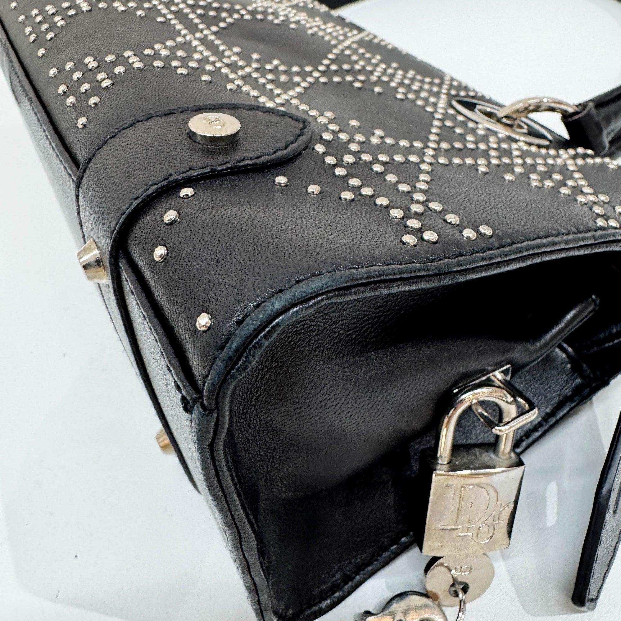 Lady Dior East West Black Leather Shoulder Bag