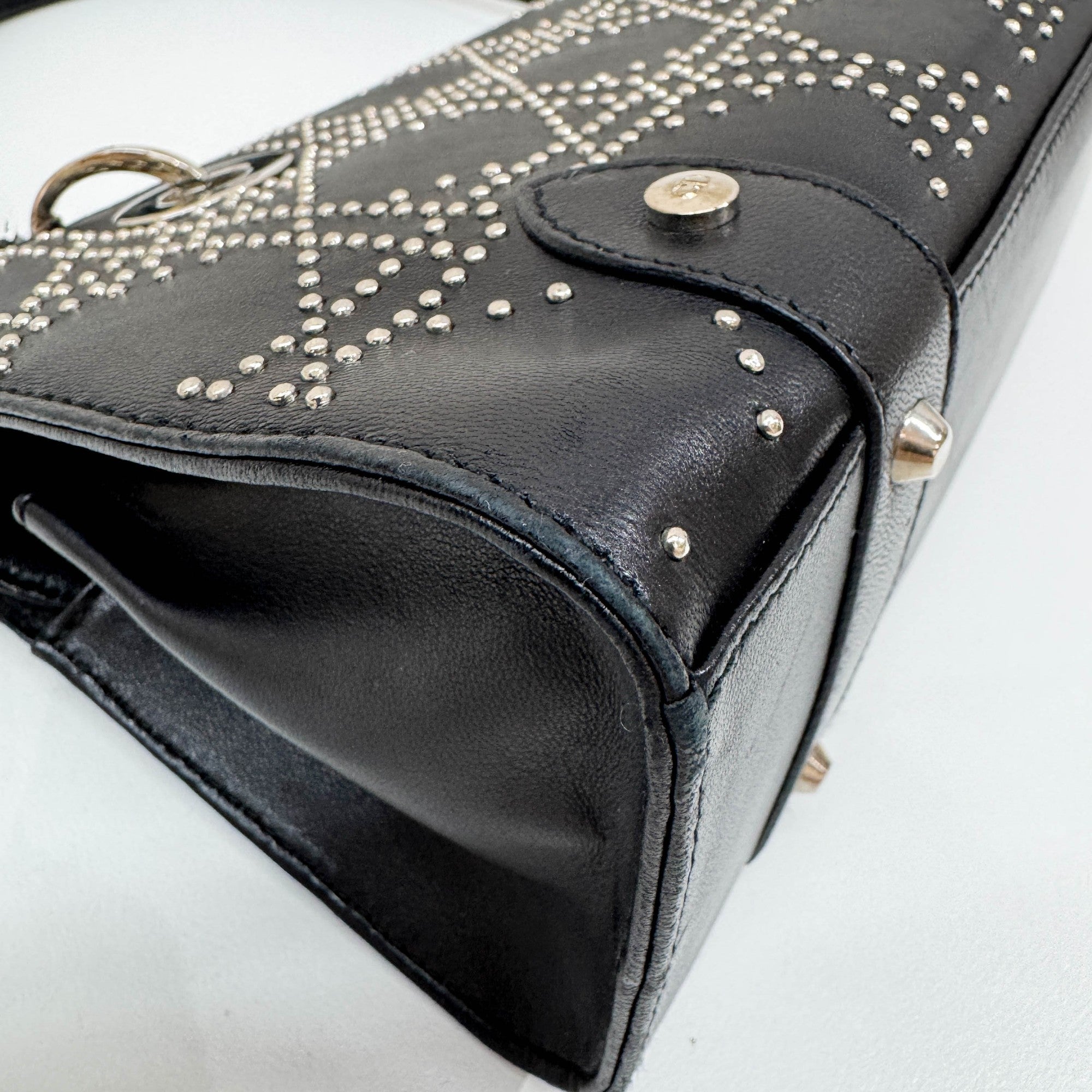 Lady Dior East West Black Leather Shoulder Bag