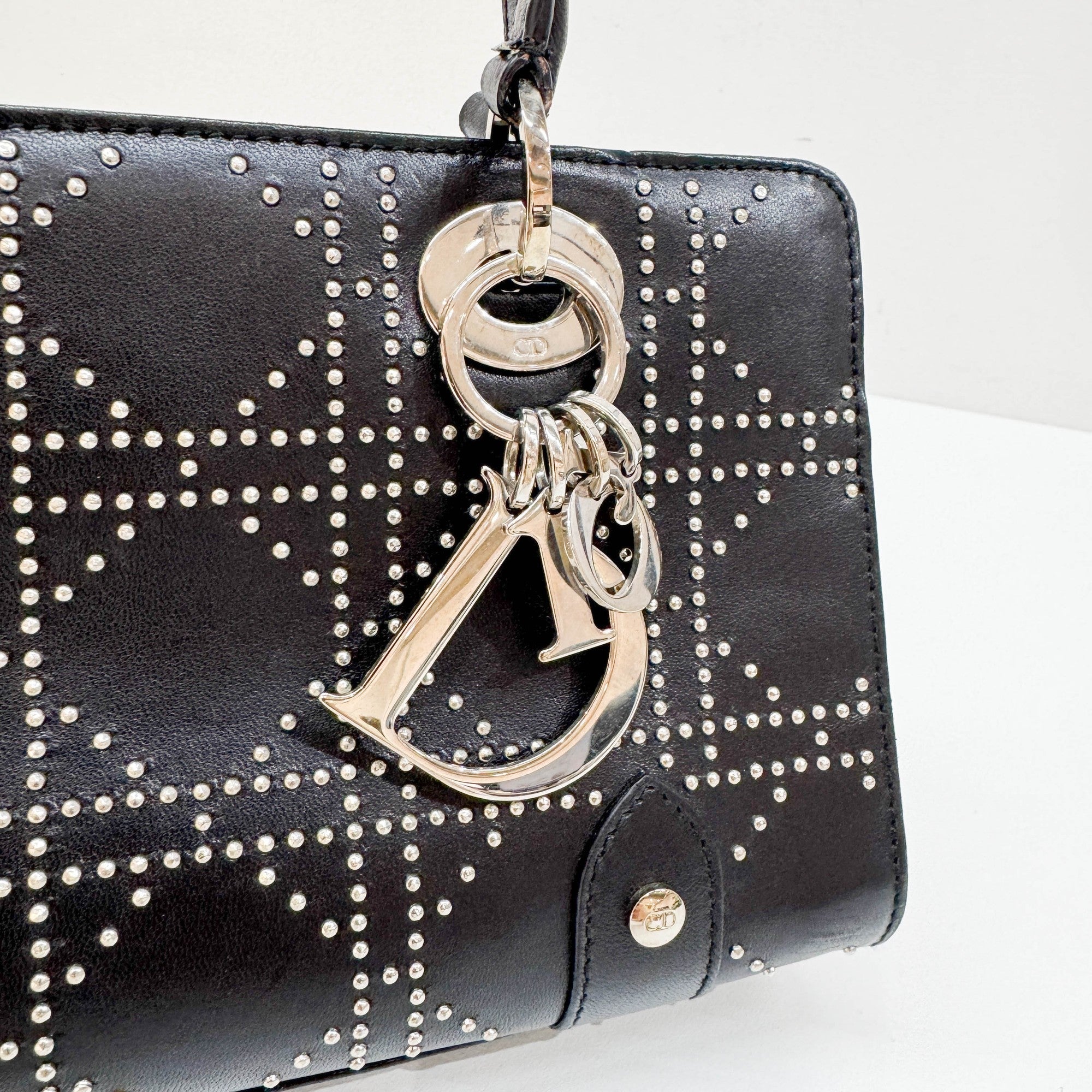 Lady Dior East West Black Leather Shoulder Bag