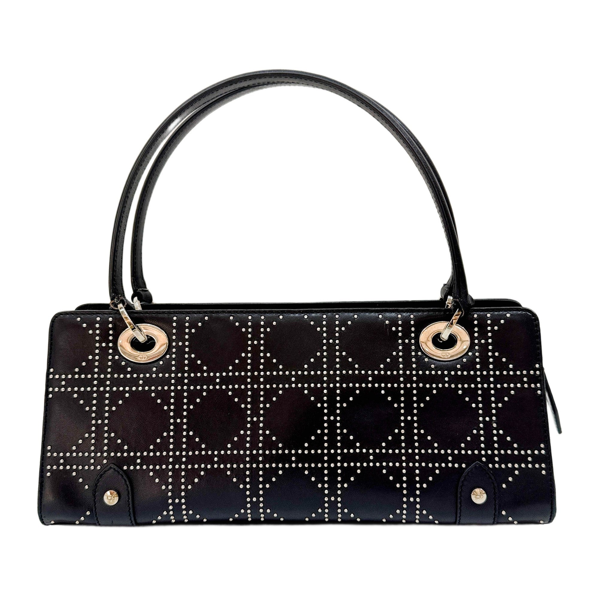 Lady Dior East West Black Leather Shoulder Bag