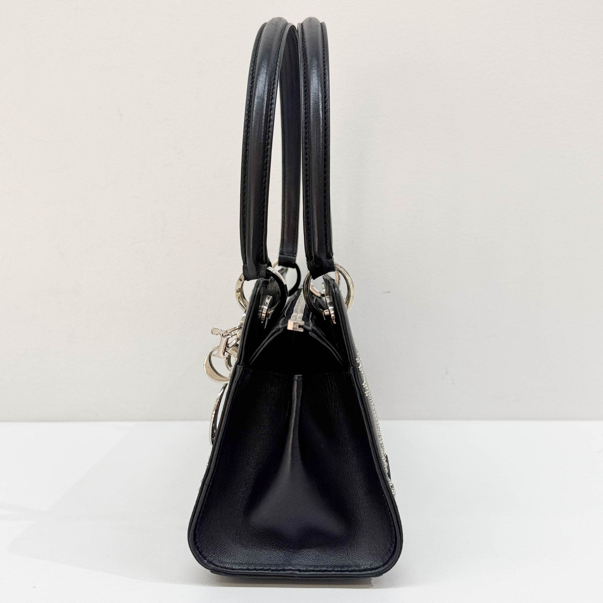 Lady Dior East West Black Leather Shoulder Bag