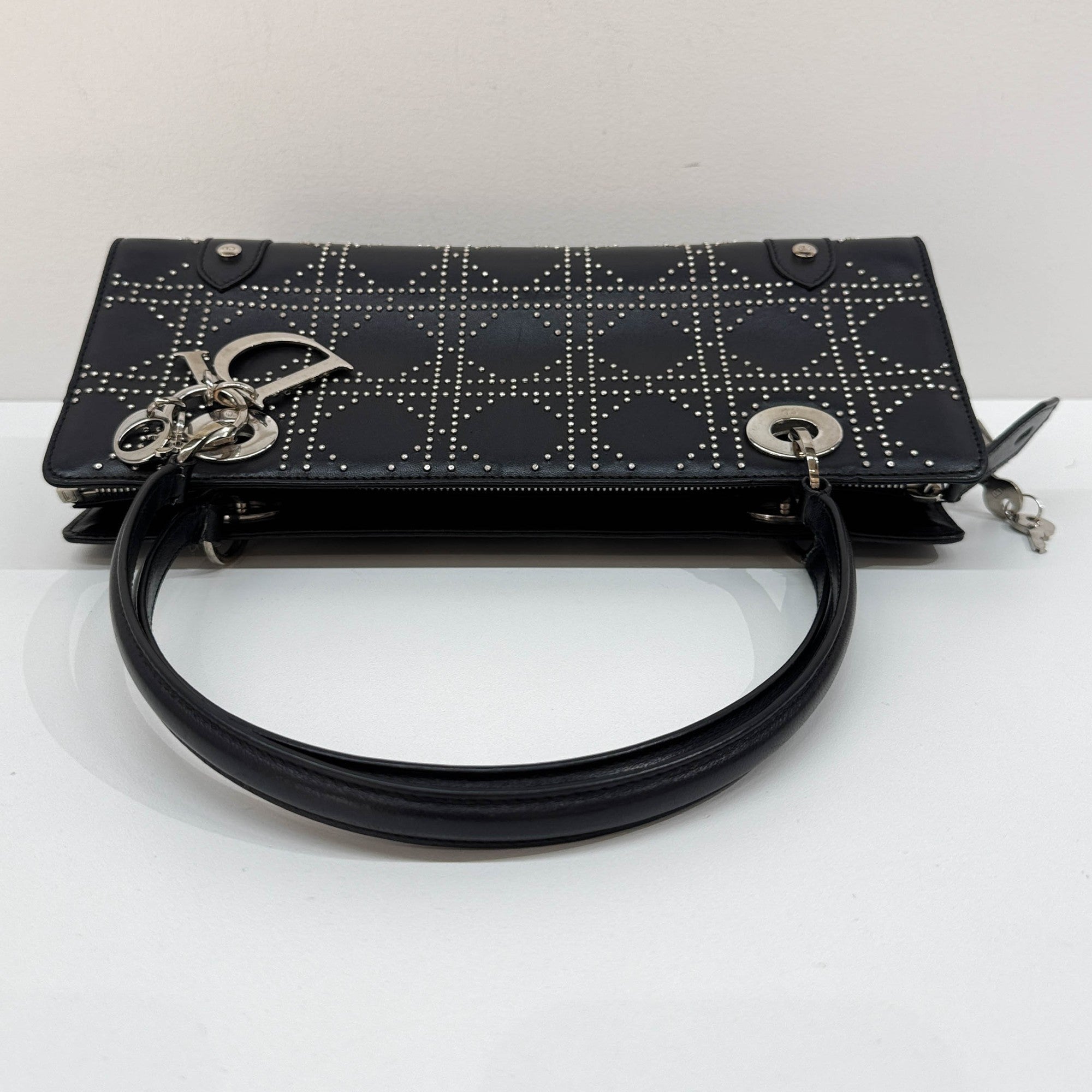 Lady Dior East West Black Leather Shoulder Bag