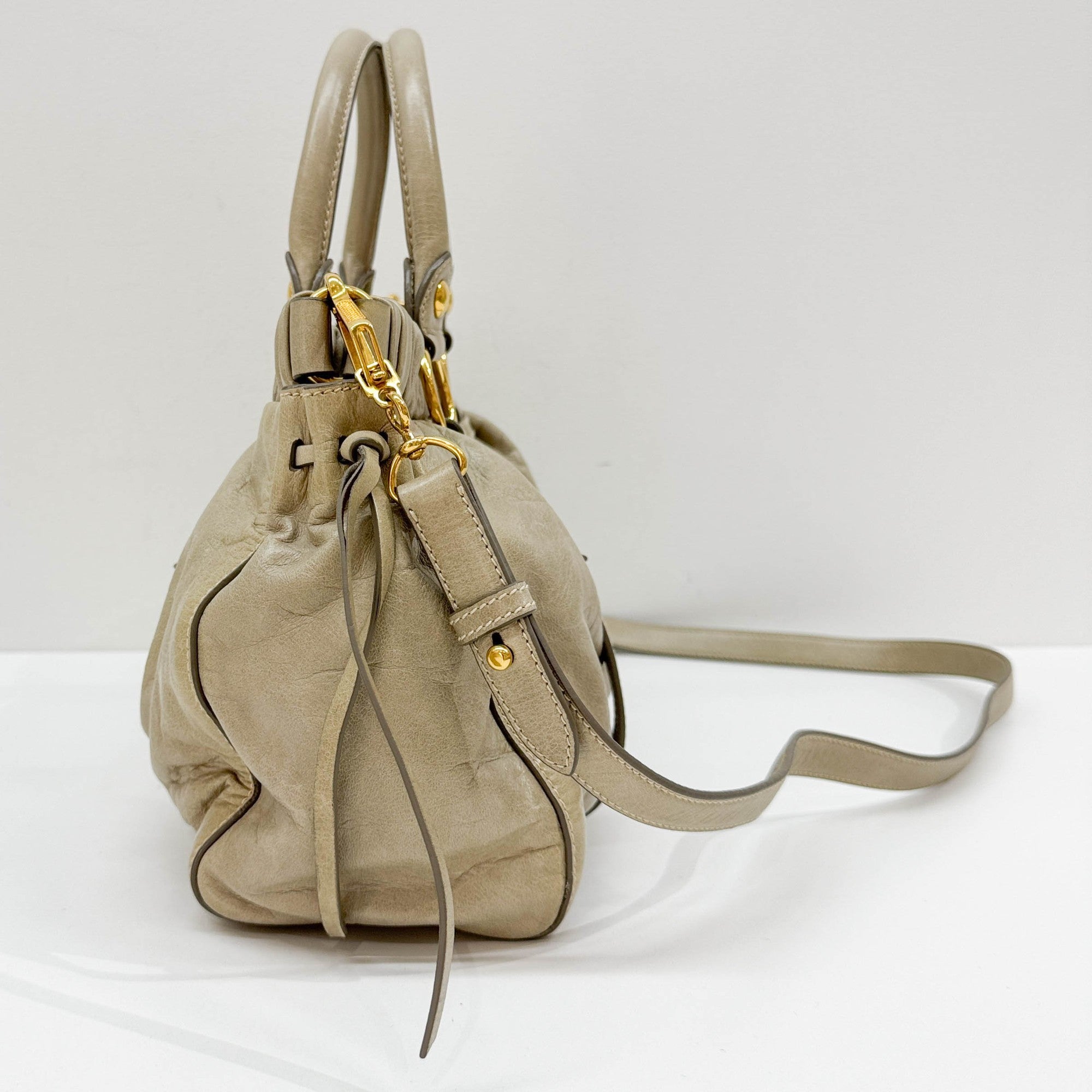 Vitello Sage Green Leather Two Way Bag