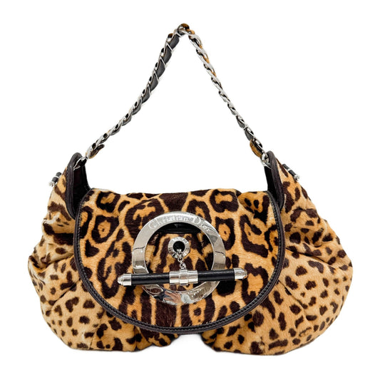 Jazzclub Brown Leopard Print Pony Hair Shoulder Bag