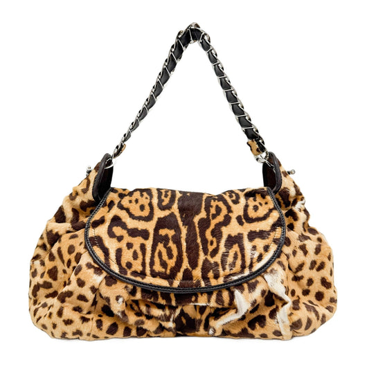 Jazzclub Brown Leopard Print Pony Hair Shoulder Bag