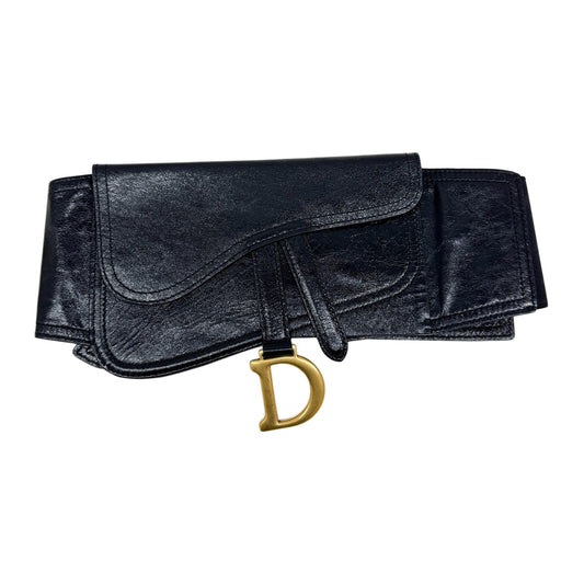 Size S/M Saddle Black Leather Waist Belt Bag